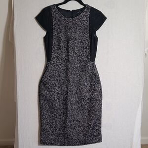 J Crew NWOT Wool Blend Tweed And Lace Black and Gray Cap Sleeve Dress Size 2